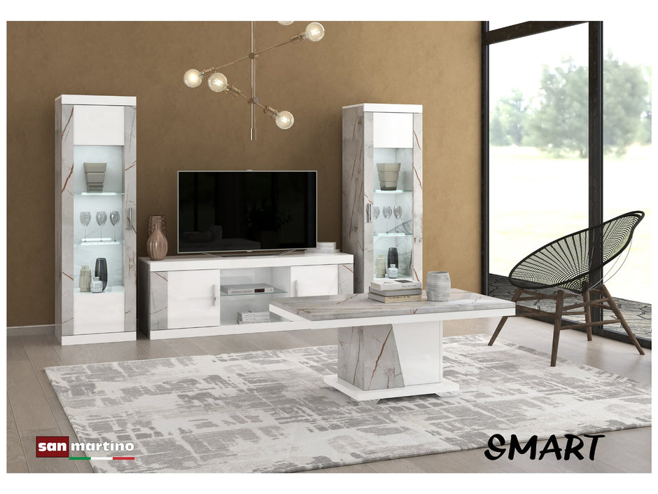 Smart Gold-White Marble Effect Italian High Gloss Living Room From STM Design