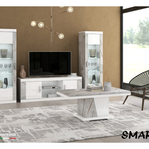 Smart Gold-White Marble Effect Italian High Gloss Living Room From STM Design