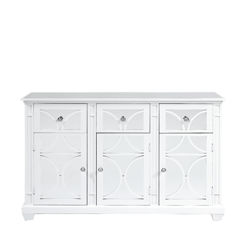 Torino White Wood Frame And 3 Drawer 3 Door Wood Sideboard Cabinet