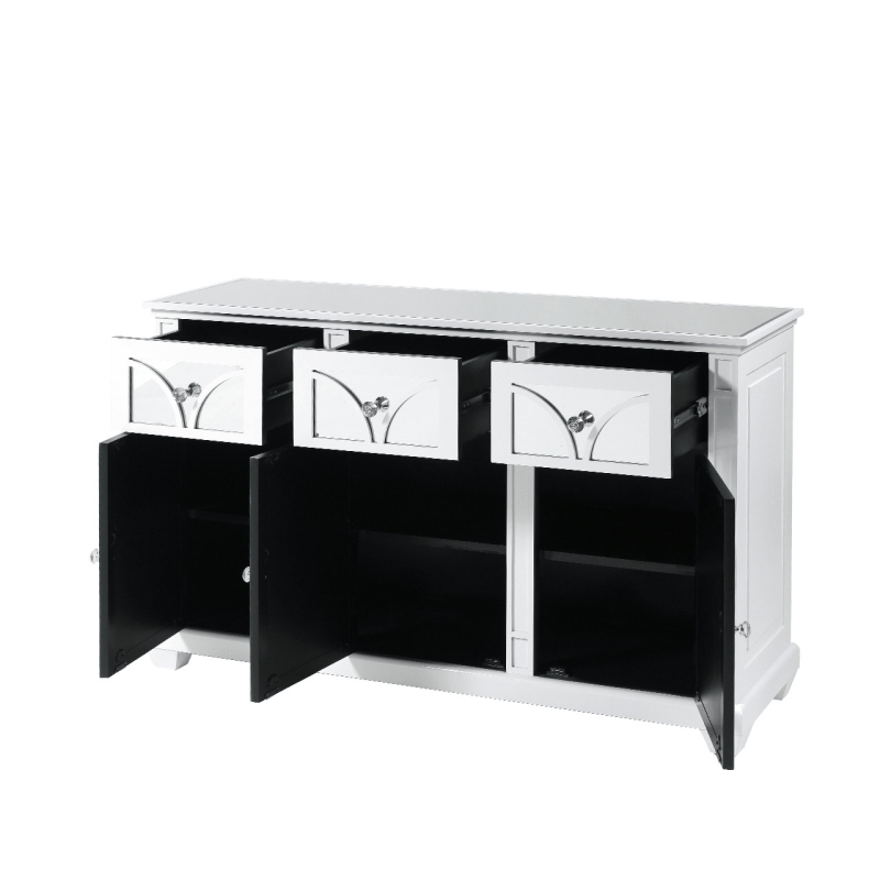 Torino White Wood Frame And 3 Drawer 3 Door Wood Sideboard Cabinet