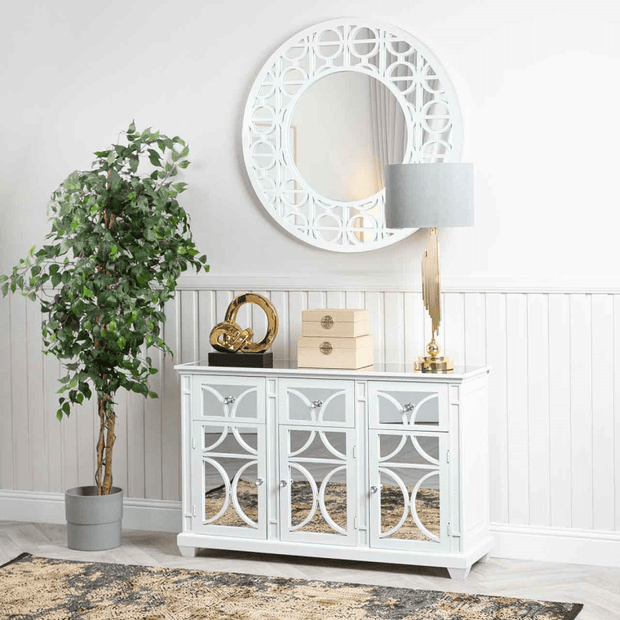 Torino White Wood Frame And 3 Drawer 3 Door Wood Sideboard Cabinet