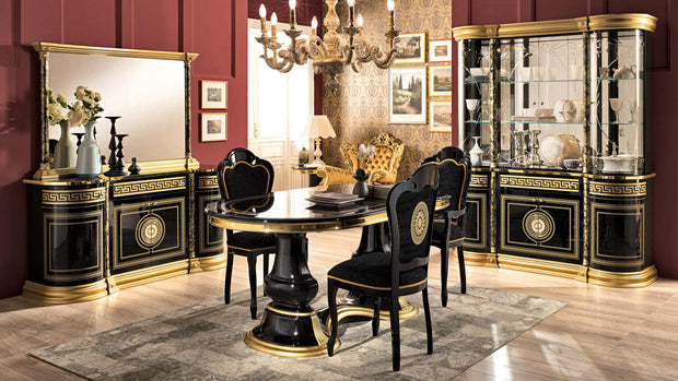 Luxury Venus Italian Black-Gold 4 Door Display Cabinet By TuttoMobili Italia