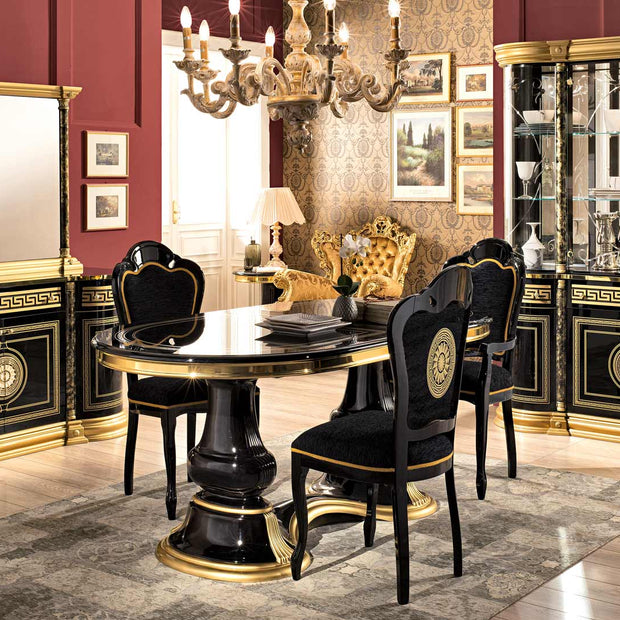Luxury Venus Italian Black-Gold 4 Door Display Cabinet By TuttoMobili Italia