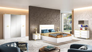 Ben Company Modern Vera White-Gold High Gloss Italian Bedroom Set with 4 Door Wardrobe