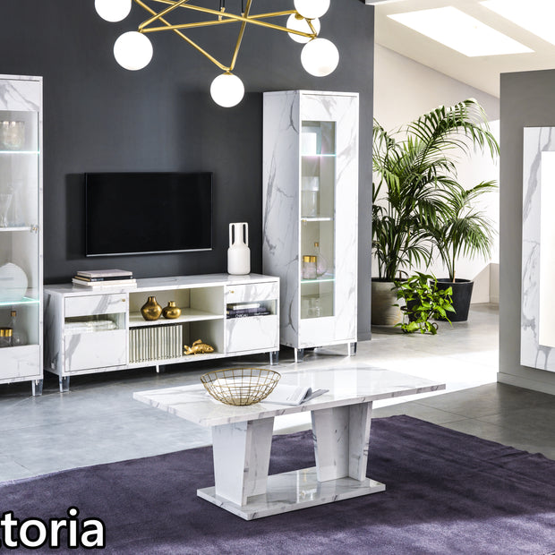 Ben Company Vittoria Italian Modern Design White Marble High Glos 1 Door Display Unit
