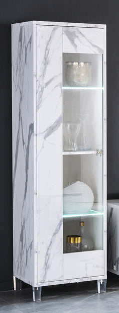Ben Company Vittoria Italian Modern Design White Marble High Glos 1 Door Display Unit