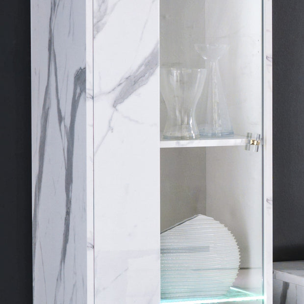 Ben Company Vittoria Italian Modern Design White Marble High Glos 1 Door Display Unit