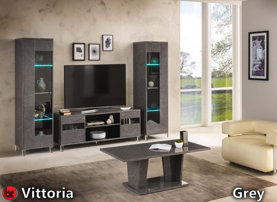 Ben Company Vittoria Grey Italian Entertainment Tv Unti and Single Doors/Vitrine