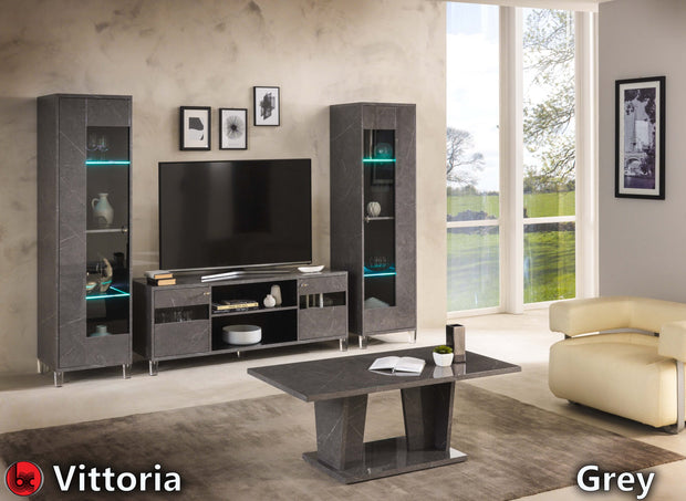 Ben Company Vittoria Grey Italian Entertainment Tv Unti and Single Doors/Vitrine