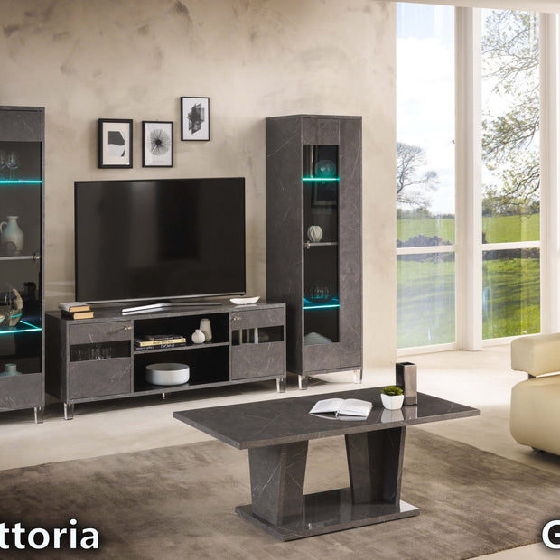 Ben Company Vittoria Grey Italian Entertainment Tv Unti and Single Doors/Vitrine