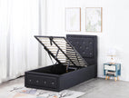 Alice Ottoman PU Faux leather Bed Frames With Faux leather Diamonte Head board