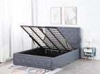 Alice Ottoman PU Faux leather Bed Frames With Faux leather Diamonte Head board