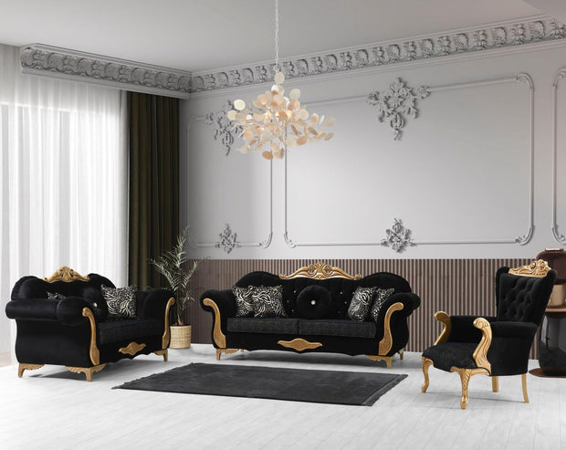 DYNASTY ARABIAN DESIGN BLACK-GOLD SOFA SET