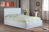 Alice Ottoman PU Faux leather Bed Frames With Faux leather Diamonte Head board