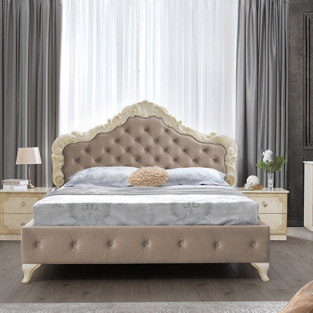 New Beautiful Adele Italian Large 6 Doors Bedroom Set Beige-gold Colour