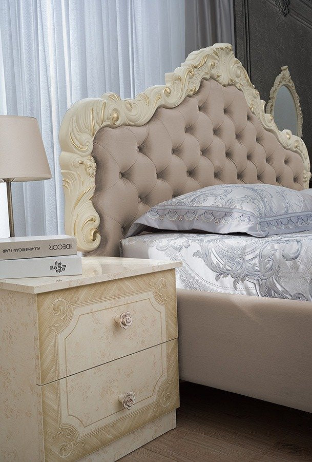 New Beautiful Adele Italian Large 6 Doors Bedroom Set Beige-gold Colour