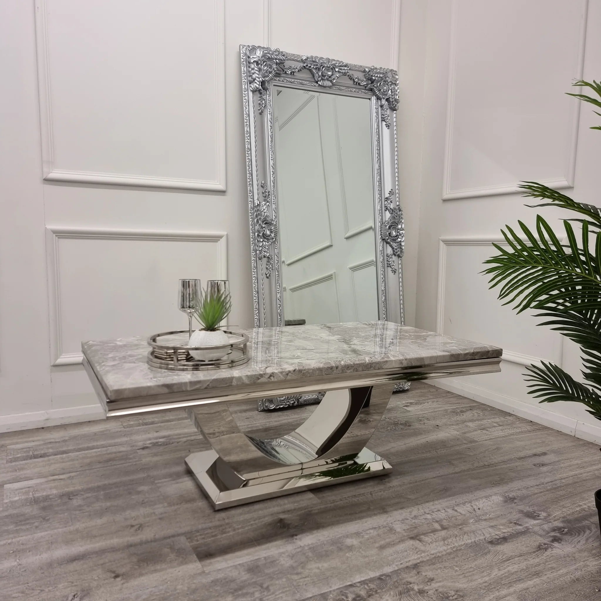 Arial Chrome Legs Marble Top Coffee Table