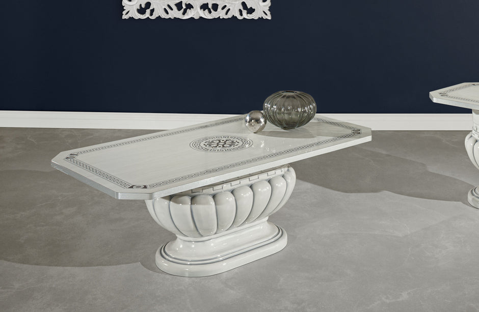 AURORA ITALIAN HIGH GLOSS WHITE & SILVER COFFEE TABLE H2O Classic DESIGN £349