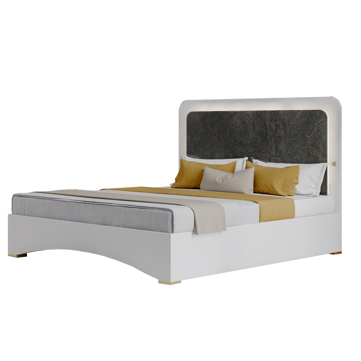 Ben Company Dalia Modern Italian High Gloss Grey-Gold With 4 Doors Wardrobe Bedroom Group