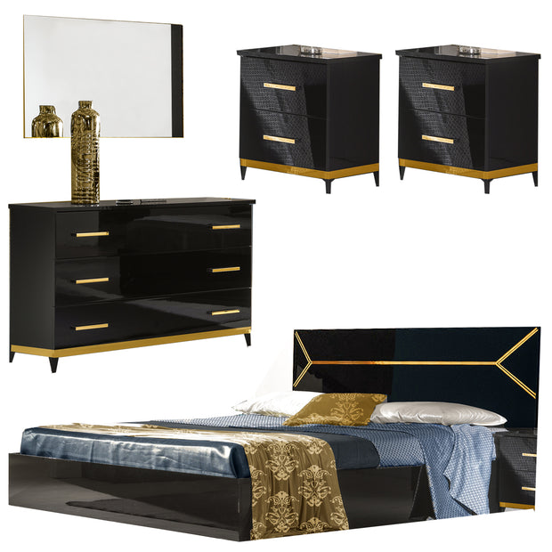 Elegance Modern Style Italian High Gloss Double Bed+ Bedroom Set Ben Company