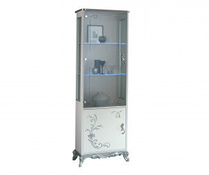 Ben Company Daniela Italian H/Gloss White/Silver 1 Door Vetrine/Display Cabinet