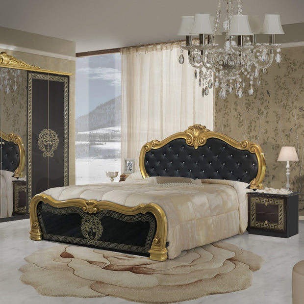 VILMA MEDUSA FACE ITALIAN 4 DOORS LARGE BEDROOM SET SPECIAL OFFER WHITE/GOLD