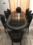 VENUS ITALIAN HIGH GLOSS EXTEND-DINING TABLE B-GOLD+ 6 MEDUSA FACE HEAD CHAIRS