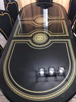 VENUS ITALIAN HIGH GLOSS EXTEND-DINING TABLE B-GOLD+ 6 MEDUSA FACE HEAD CHAIRS