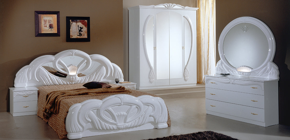 Ben Company Luxury Giada Italian High Gloss Bedroom Group White or Mahogany