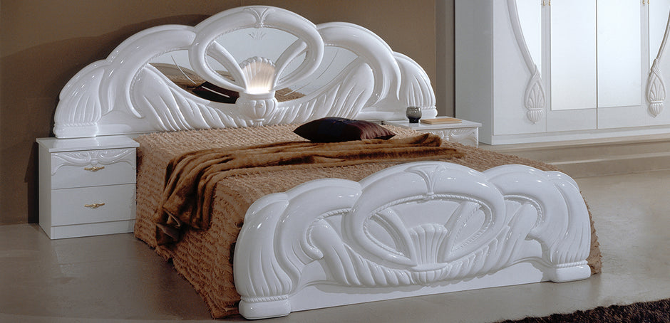 Ben Company Luxury Giada Italian High Gloss Bedroom Group White or Mahogany