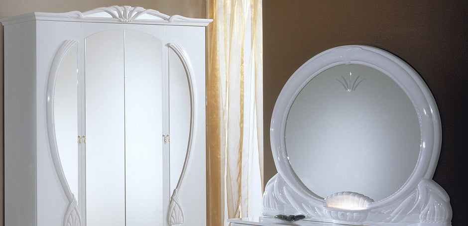 Ben Company Luxury Giada Italian High Gloss Bedroom Group White or Mahogany