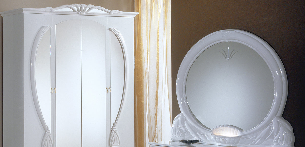 Ben Company Luxury Giada Italian High Gloss Bedroom Group White or Mahogany
