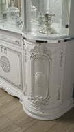 Greta Luxury Italian 4 Door Sideboard/Buffet with diamanté insert White/Silver