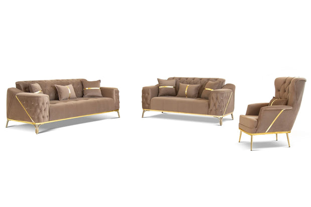 Jasmine Chesterfield Fabric Sofa Set