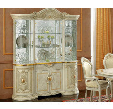 Camel Group Leonardo Italian High Gloss Cream & Gold Finish 4 Door Display/Vitrine Cabinet