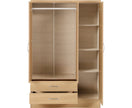 Nevada 3 Door 2 Drawer Wardrobe - Sonoma Oak Effect