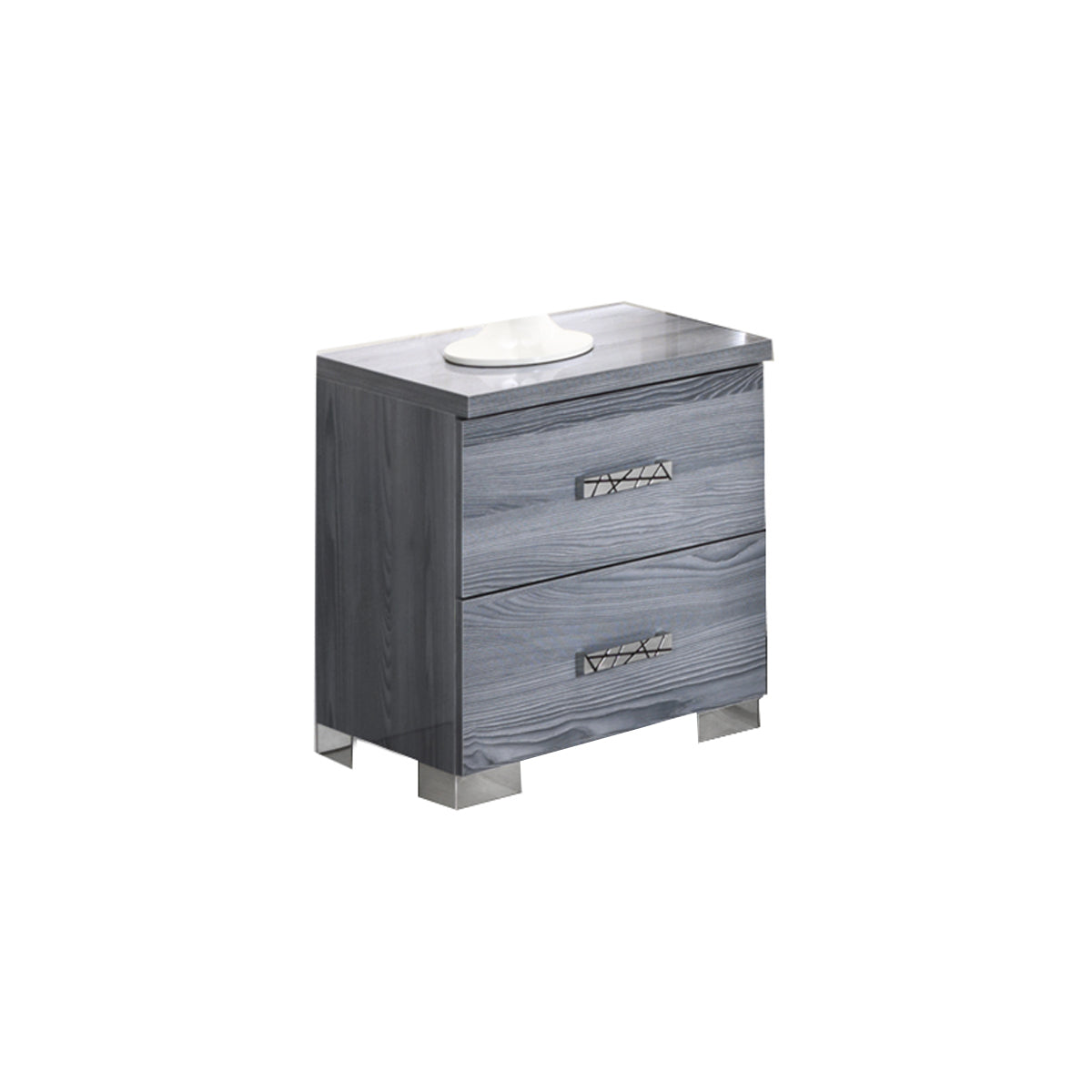 BEN COMPANY New Nicole Grey Padded HeadBoard High Gloss Italian Bedroom Set