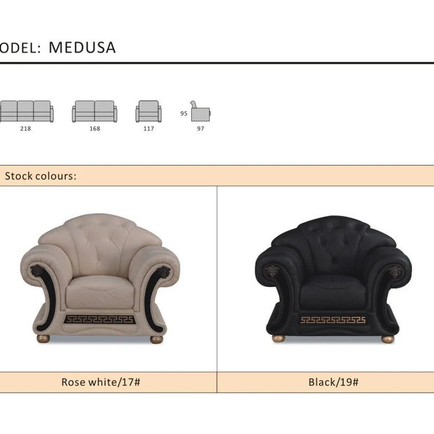 Medusa Italian Leather Sofa Suite