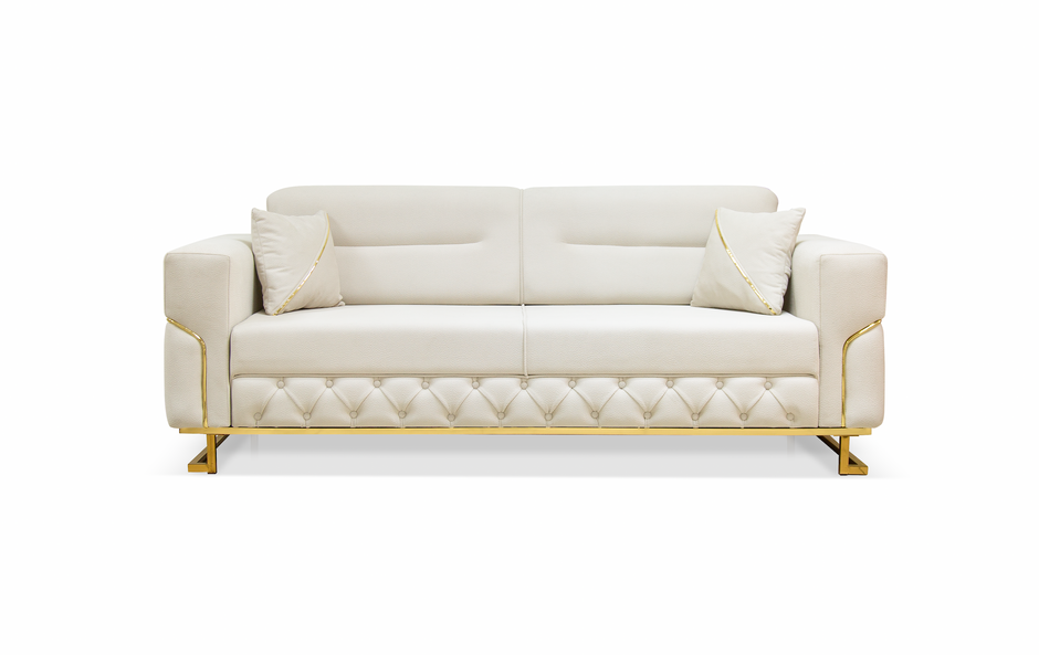 PARMA CHESTERFIELD CREAM-GOLD SOFA SET