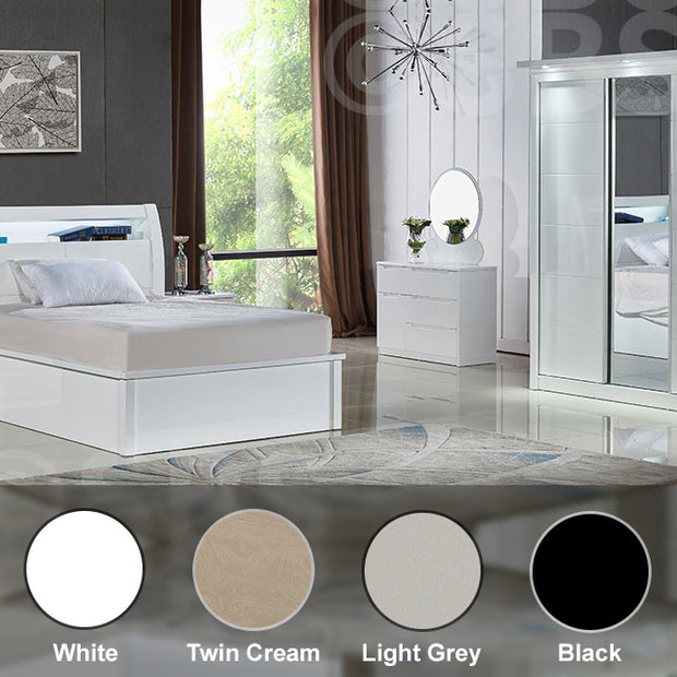 Rugby Ottoman-Storage High Glossy With LED Lights, Bluetooth Speaker, Charging Points