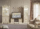 Greta Stunning Italian High Gloss Single Doors Vitrine/Cabinet Beige/Gold