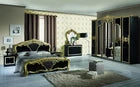 BEAUTIFUL EVA ITALIAN 6 DOORS LARGE BEDROOM SET (6pcs) SPECIAL OFFER BLACK/GOLD