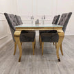 Louis Luxury Italian 1m 1.4m 1.6m 1.8m 2m White Glass Gold Dining Table
