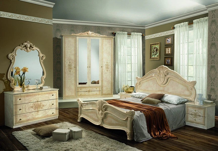 Beautiful Amalfi Luxury High Gloss Italian 4 door wardrobe Bedroom Set £899
