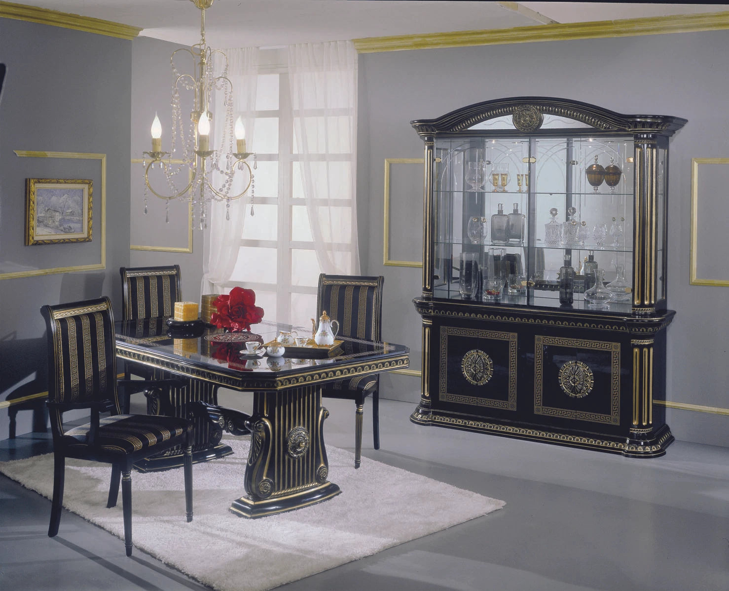 Rosella Italian Large Ext-Dining table with 6 Eco Leather chairs by H2O Design