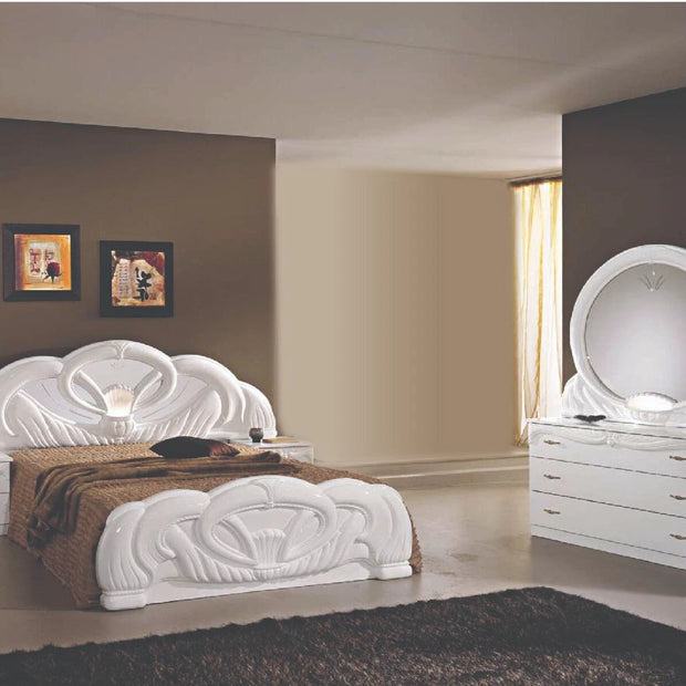 Luxury Giada White Italian Bedroom Set with 3 Drawer Dresser Ben Company Italy