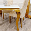 Louis Luxury Italian 1m 1.4m 1.6m 1.8m 2m White Glass Gold Dining Table