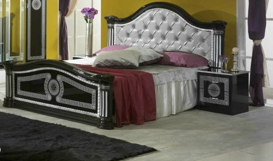 New Serena Leather Headboard Italian Bedroom Set with Dresser+Mirror+2xBedside
