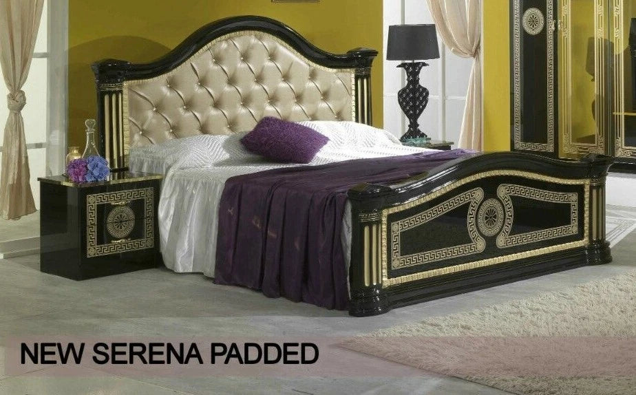 New Serena Leather Headboard Italian Bedroom Set with Dresser+Mirror+2xBedside