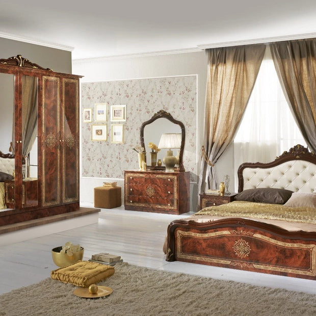 Luisa Walnut Luxury High Gloss Italian 6 Door Bedroom Set Now £1099 (RRP £1599)